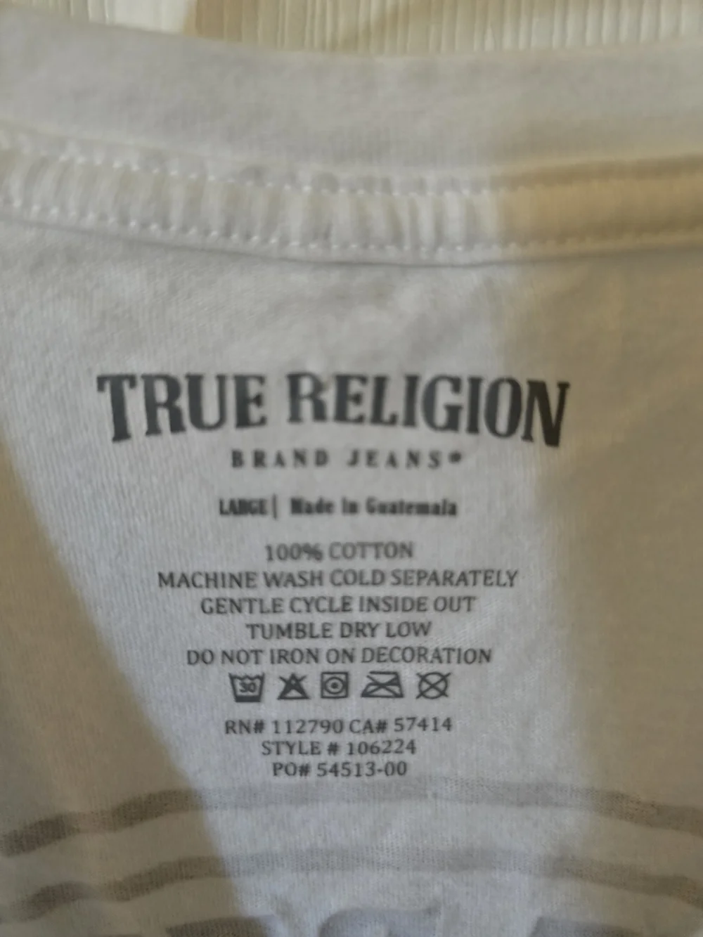 True Religion White Graphic Tee with Buddha Logo Mens Large